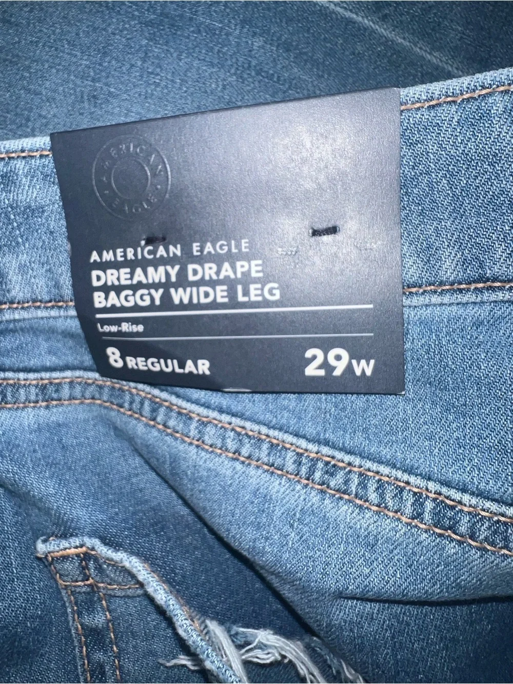 American Eagle Dreamy Drape Stretch Low Rise Baggy Wide Leg Jean - Picture 9 of 13